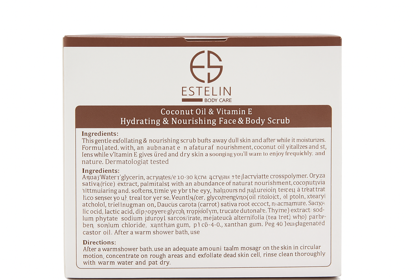 Estelin’s Coconut Oil & Vitamin E Hydrating & Nourishing Face & Body Scrub - 250g