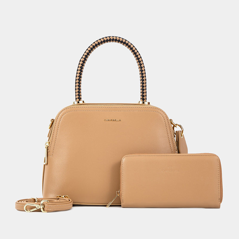 Chrisbella Shell-Shaped Leather Handbag with Matching Wallet