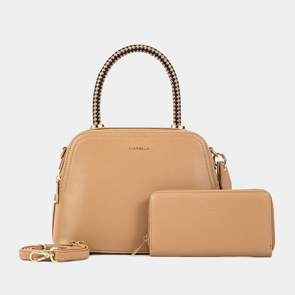 Chrisbella Shell-Shaped Leather Handbag with Matching Wallet