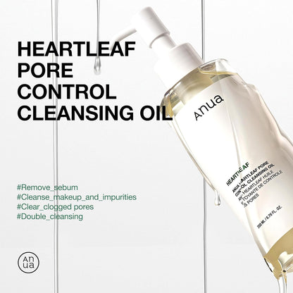 ANUA Heartleaf Pore Control Cleansing Oil for Face, Makeup Blackhead Remover, Double Cleansing, Facial Cleanser, Mild Ingredients | 200ml