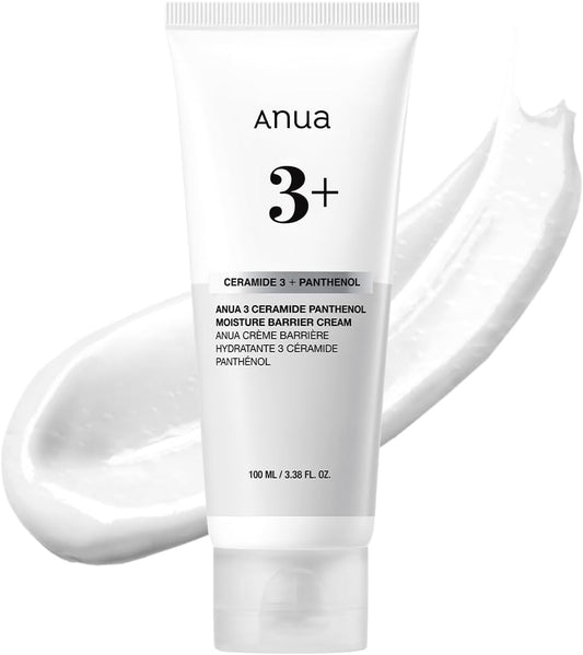 ANUA 3 Ceramide Panthenol Moisture Barrier Cream, Hydrating Face Moisturizer for Normal Skin, Panthenol, Ceramide, Centella for Skin Barrier Non Comedogenic, Korean Skincare (100ml/ 3.38 fl. oz.)