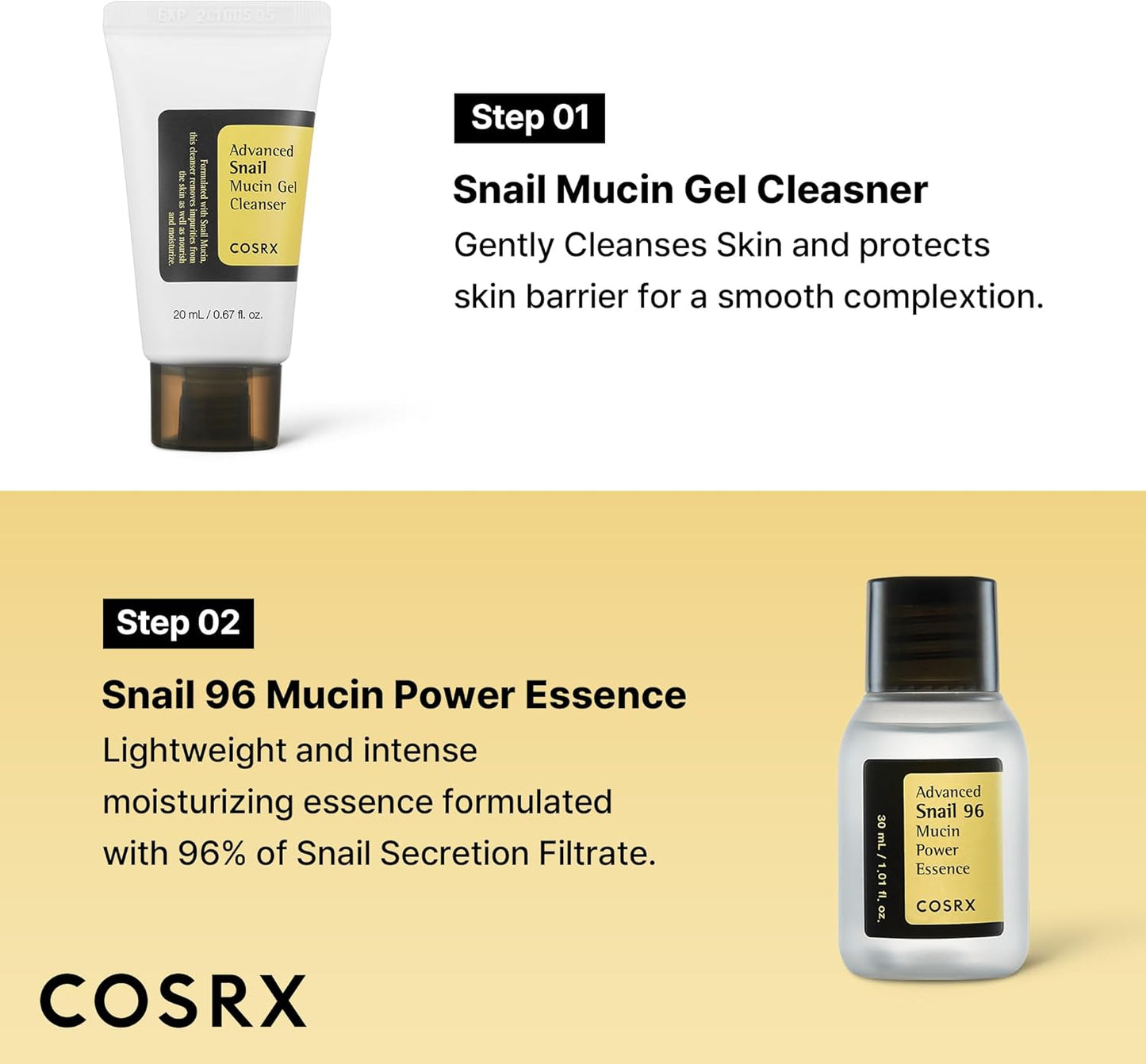 COSRX All About Snail Mucin Korean Skin Care Set, Mini Travel Essentials, Travel Size Gift Set with Snail Mucin Face Wash, Serum, Moisturizer & Eye Cream, Rejuvenating Kit