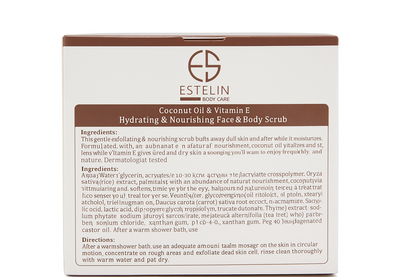 Estelin’s Coconut Oil & Vitamin E Hydrating & Nourishing Face & Body Scrub - 250g