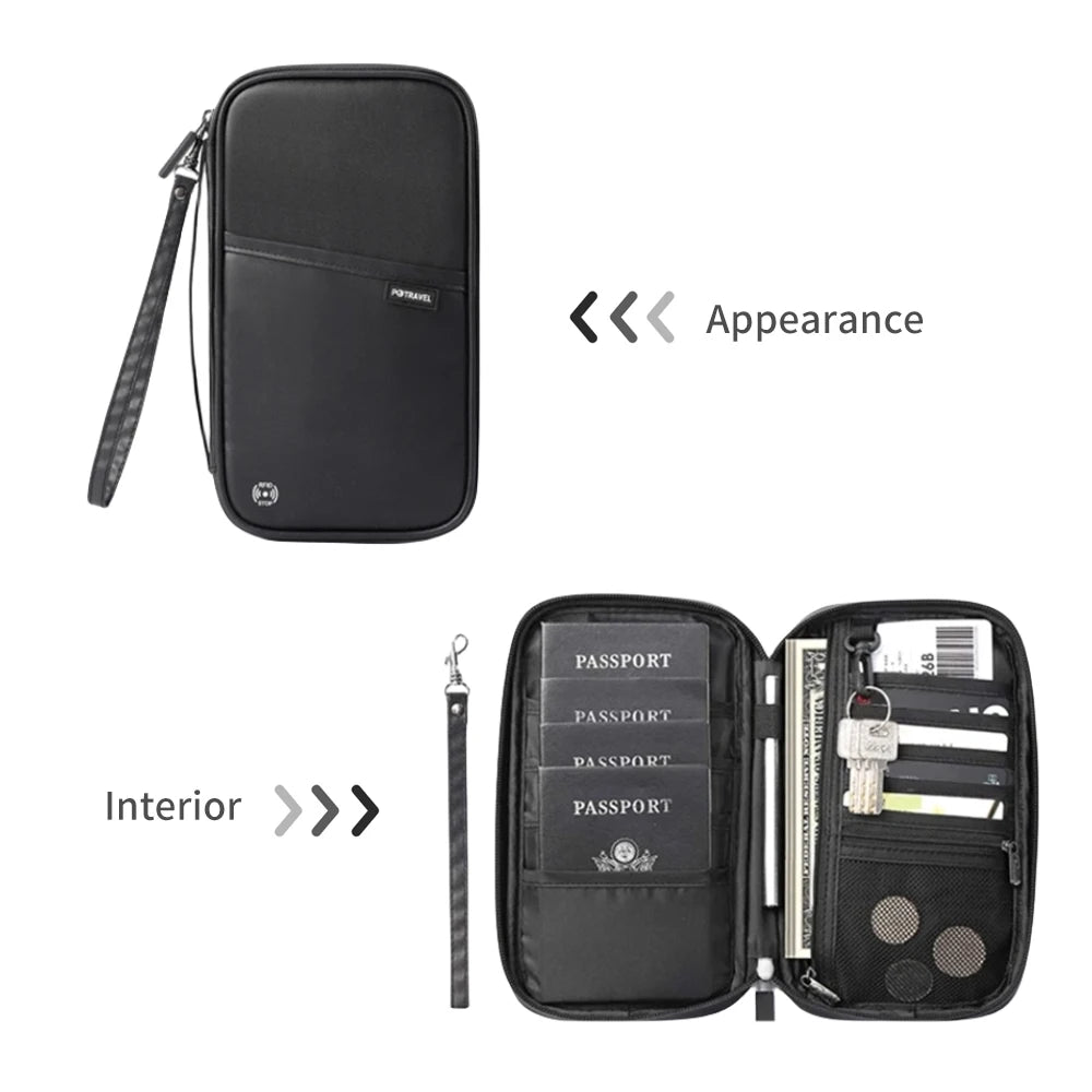 SafeTravel™ RFID Blocking Passport Wallet – Water-Resistant Multi-Functional Travel Organizer for 4+ Passports, Cards & Phone