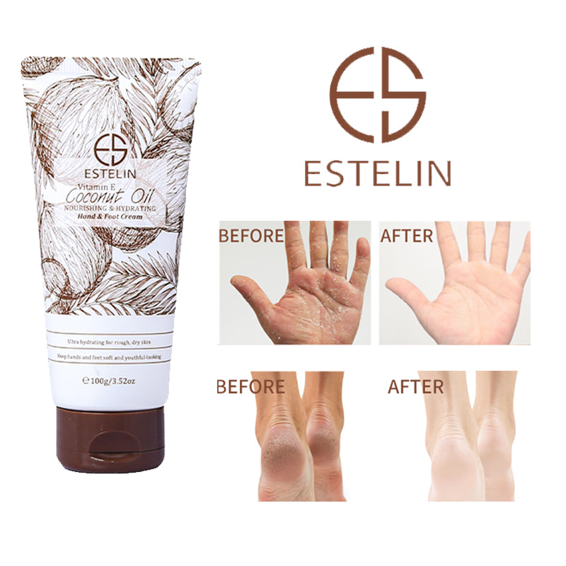 Estelin Coconut Oil hand and foot cream with coconut before and after onlycrew onlicrew