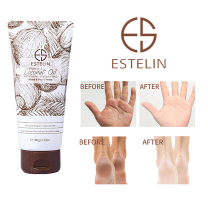Estelin Coconut Oil hand and foot cream with coconut before and after onlycrew onlicrew