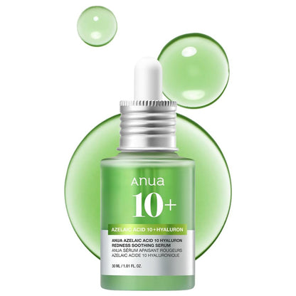 Anua Azelaic Acid 10 Hyaluron Redness Soothing Serum, Facial Serum for Sensitive skin, Hyaluronic Acid, Niacinamide, Spot Care, Natural Color, Vegan, Korean Skincare (30ml/ 1.01 fl oz.)