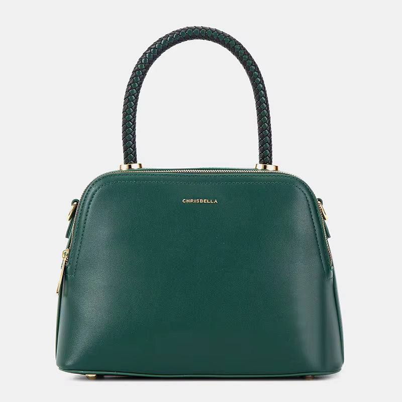 Chrisbella Shell-Shaped Leather Handbag with Matching Wallet